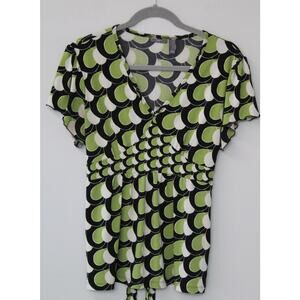 Apt. 9 Womens Babydoll Cap Sleeve Printed Flowy Blouse L